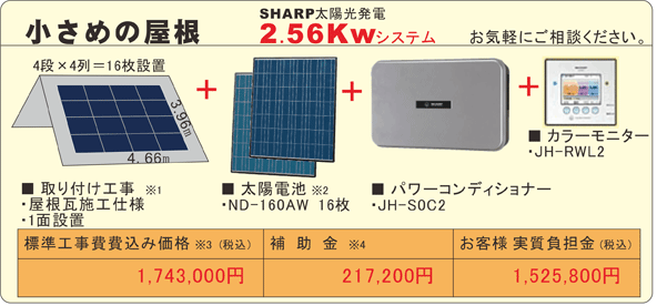 小さい屋根の設置見積